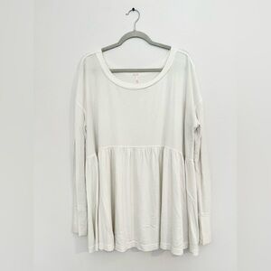 Free People, Forever Your Girl Babydoll Long Sleeve, White/Cream, Women’s Size L